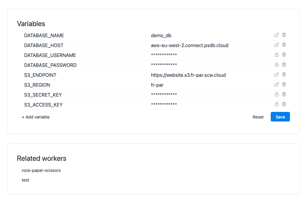 Environment variables